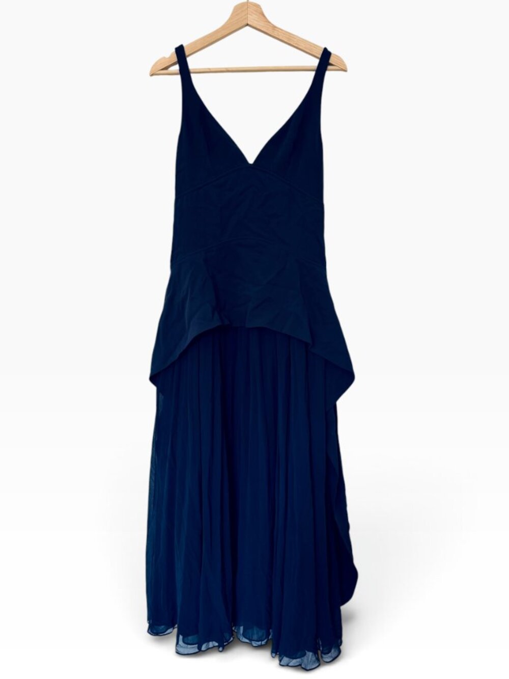 SIMKHAI  Sequoia Sleeveless Navy High-Low Maxi Dress with V-Neck